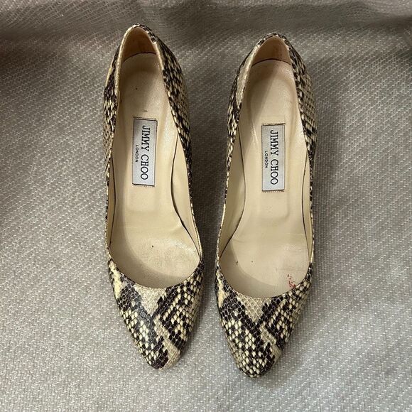 Jimmy Choo Gilbert Snakeskin Python Leather Pumps - Picture 4 of 14